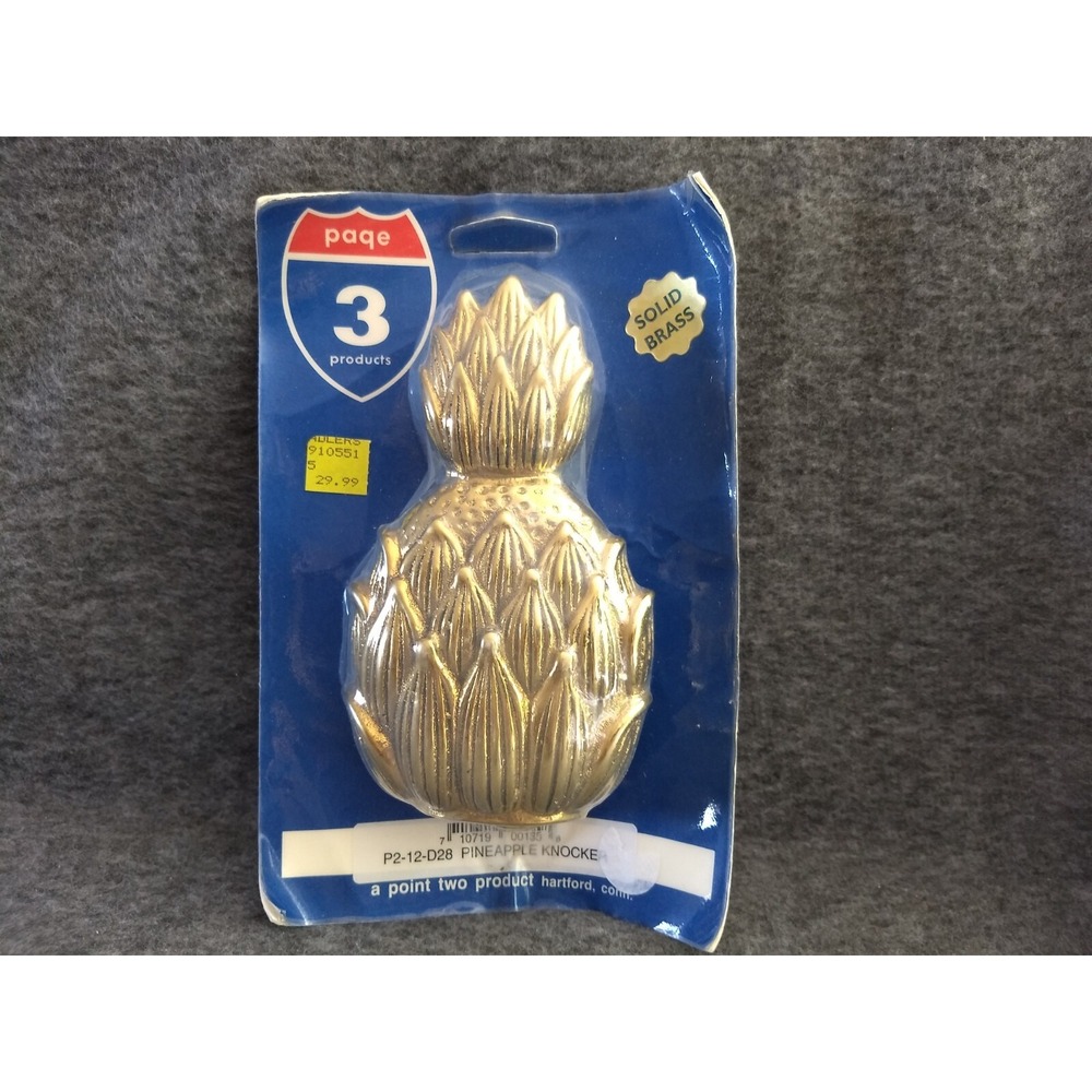 Vintage Solid Brass Pineapple‎ Door Knocker New in Original Package Sealed NOS